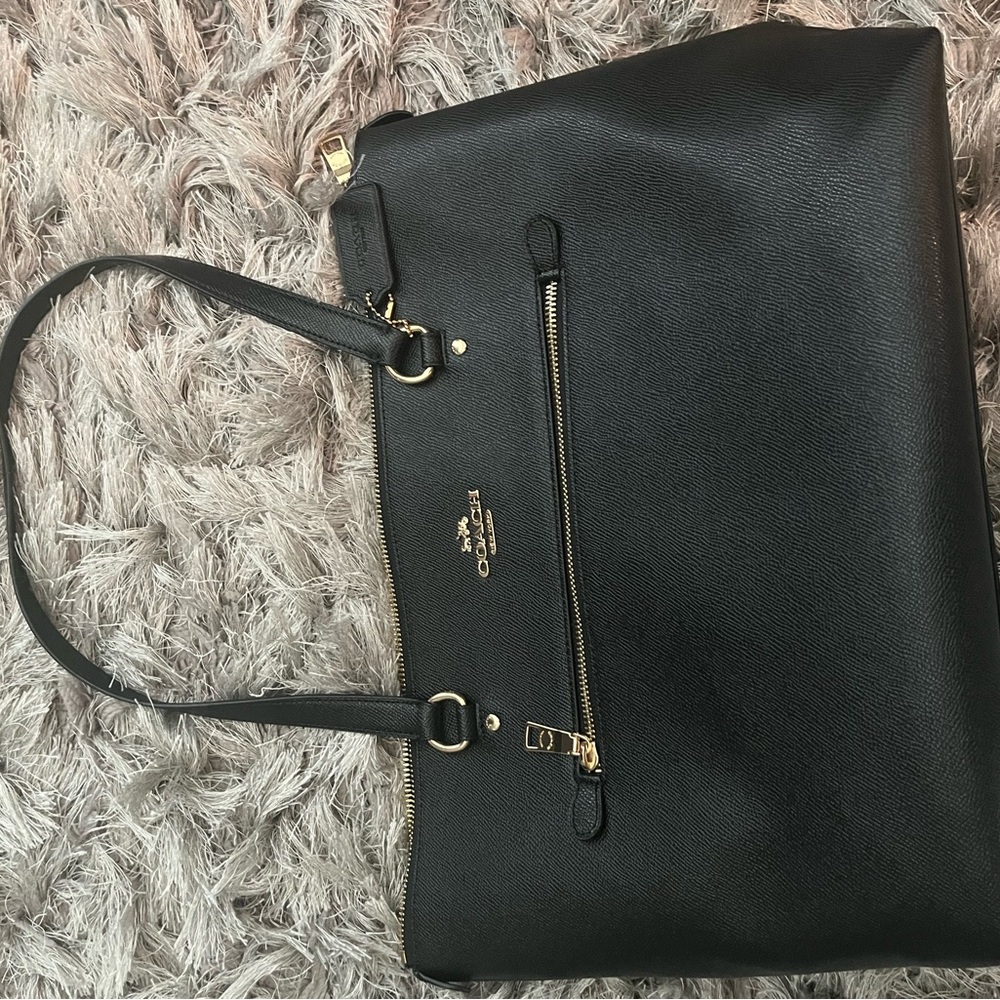Authentic Coach Black Leather Tote Bag